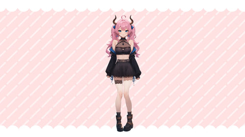 Customizable Pink Demon Girl Vtuber Model, Fully Rigged (Vtuber Station)