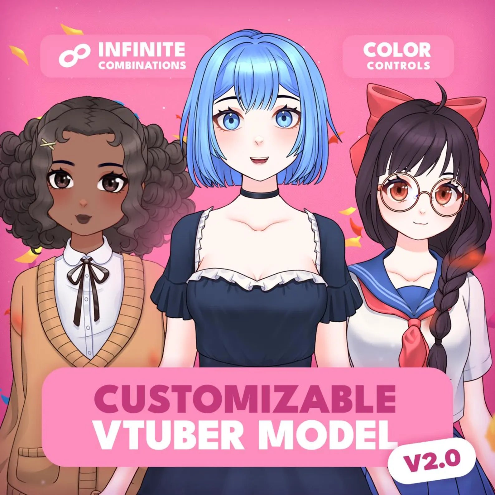 Customizable Anime Girl VTuber Model • Fully Editable Live2D Avatar for VTuber Station